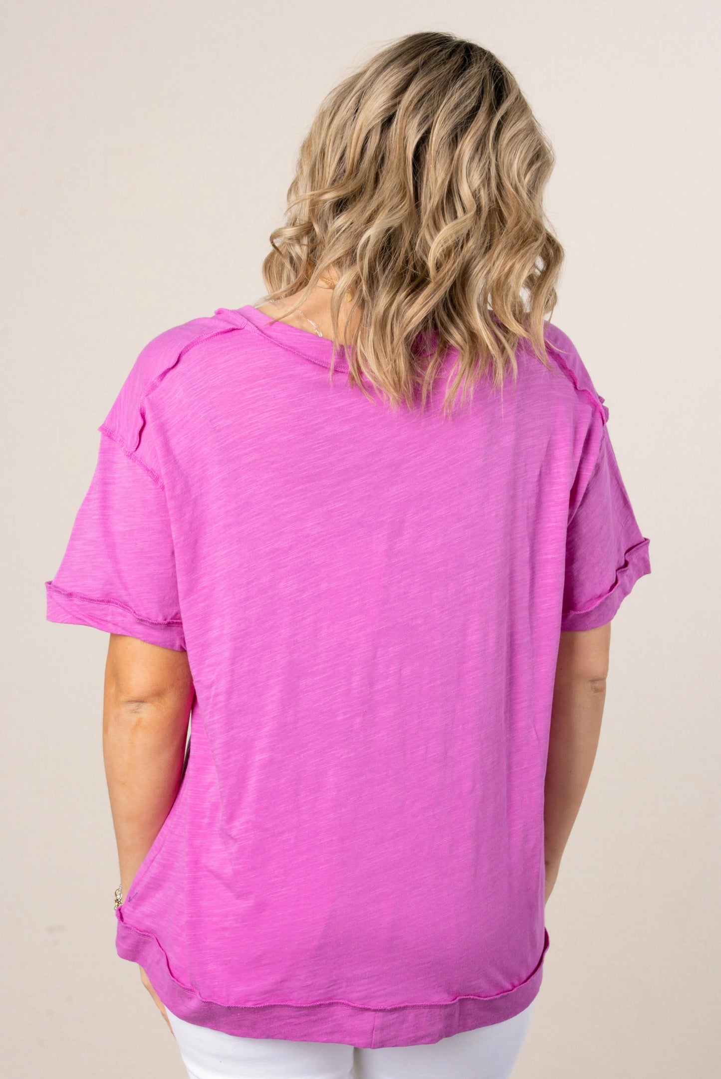 Slub Knit Exposed Seam Tee