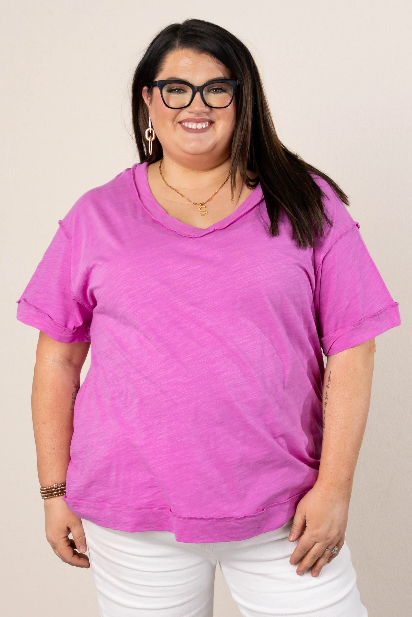 Slub Knit Exposed Seam Tee
