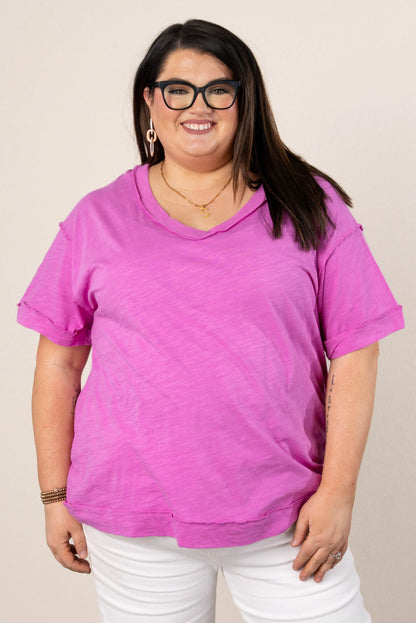 Slub Knit Exposed Seam Tee