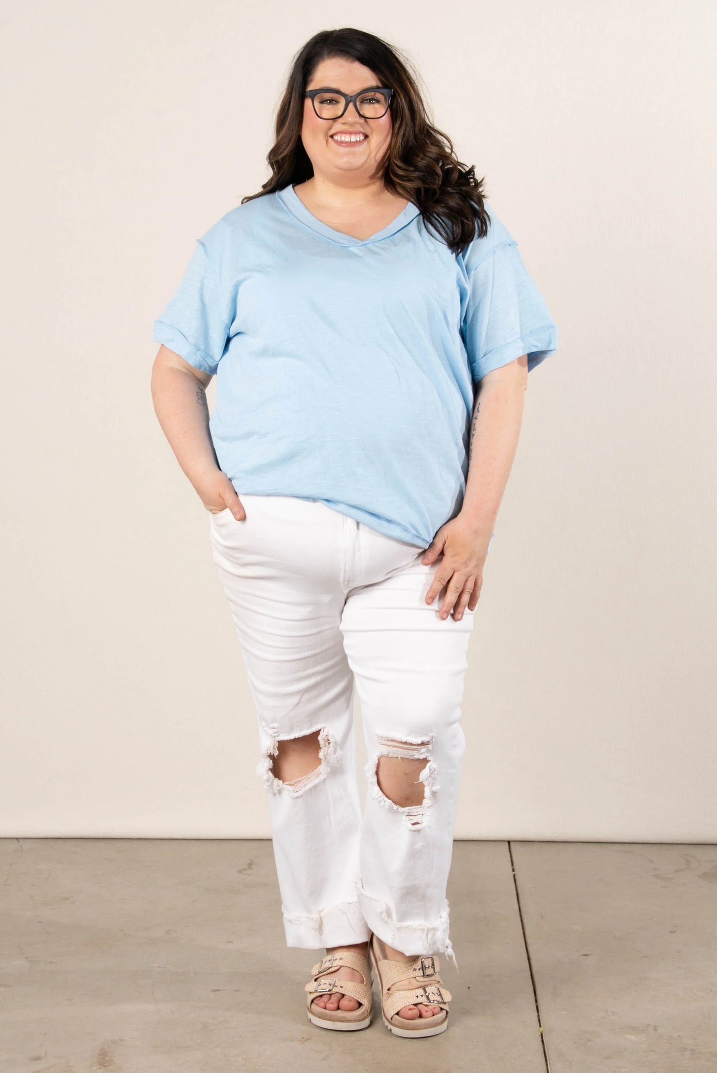 Slub Knit Exposed Seam Tee