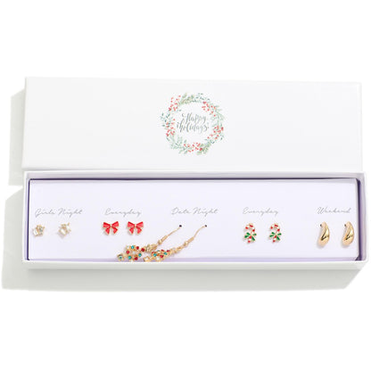 Christmas Stud & Drop Earrings - Set of 5
