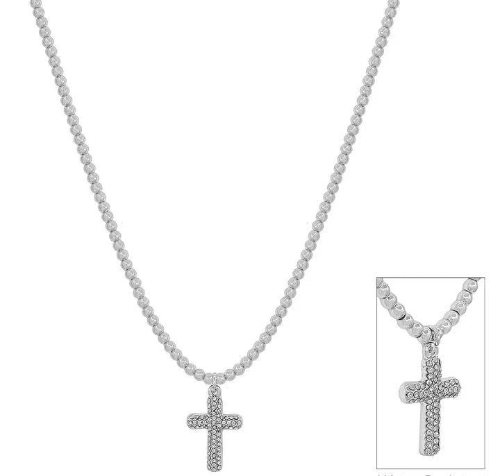 Guiding Light Pave Cross Pendant Necklace