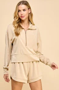 Pipped Detail Zippered Pullover *Final Sale*