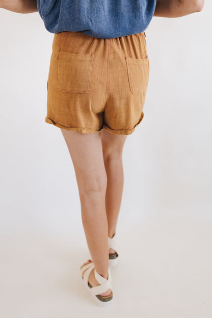 sku30061 | Linen Washed Cuff Hem Shorts *Final Sale*
