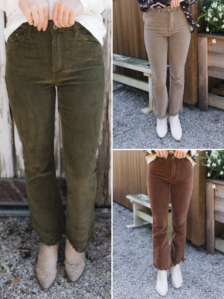 Corduroy Kick Flare Crop Pants *Final Sale*