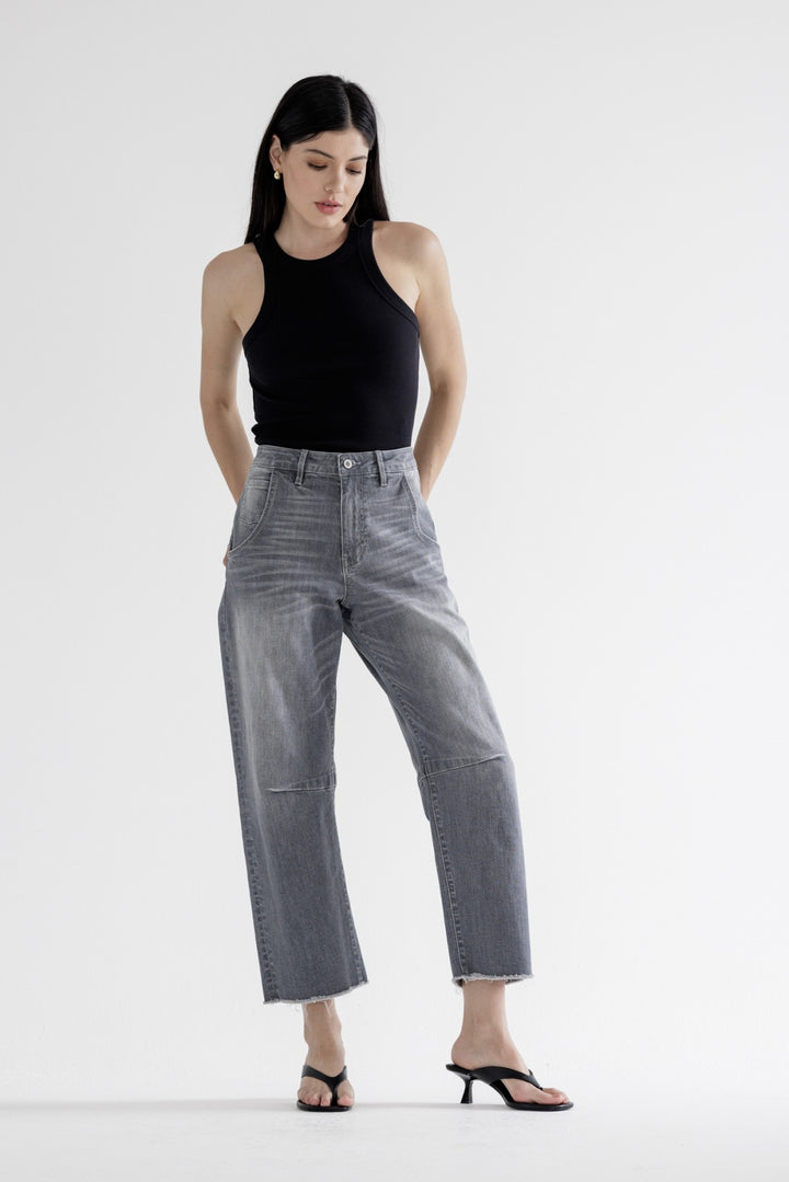 (MDP-W3229) Mica High Rise Barrel Leg Jeans PRE-ORDER