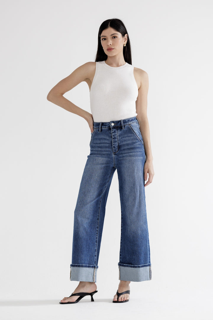 (MTT-W3311) Mica High Rise Cuffed Wide Leg Jeans PRE-ORDER