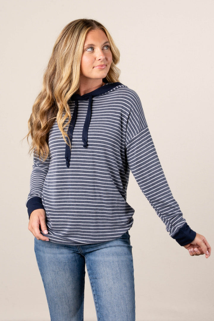 Wrenley Striped Hooded Top